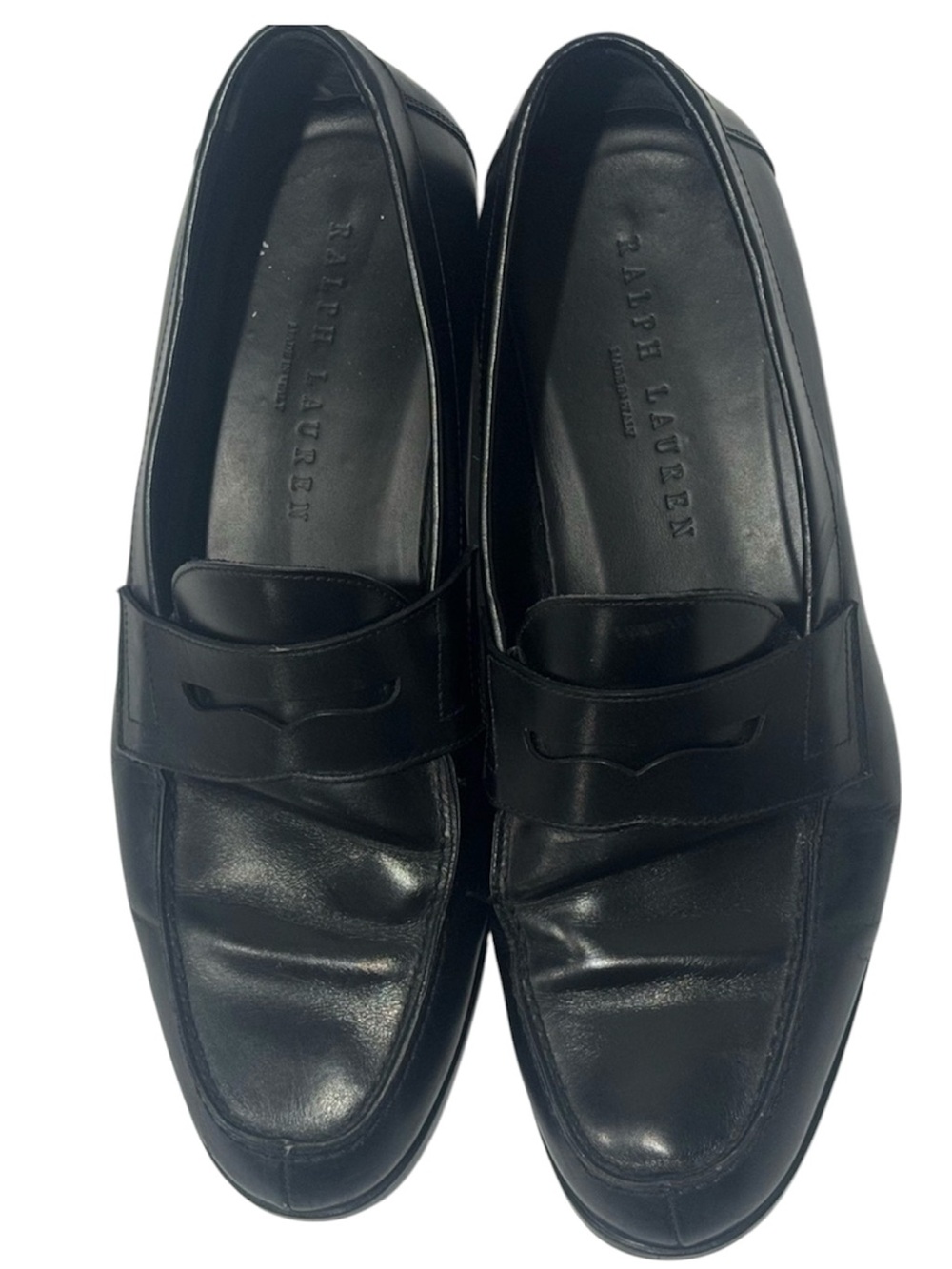 Ralph Lauren Made in Italy Black Leather Penny Loafers Men’s 10.5 D